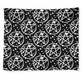 Black And White Wicca Pentagram Print Tapestry