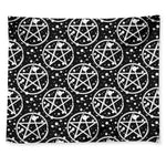 Black And White Wicca Pentagram Print Tapestry