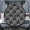 Black And White Wicca Pentagram Print Tire Cover With Camera Hole