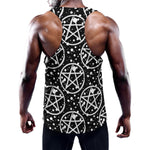 Black And White Wicca Pentagram Print Training Tank Top