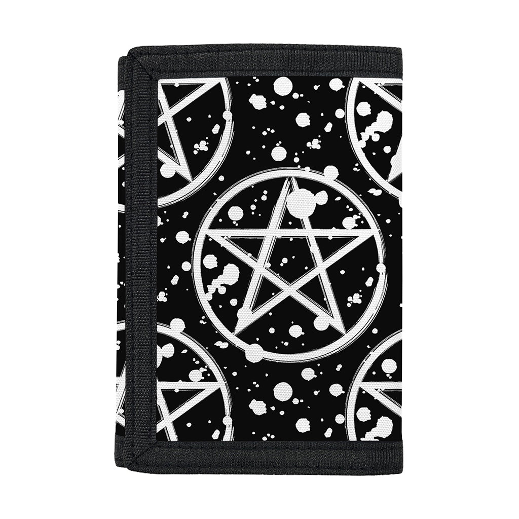 Black And White Wicca Pentagram Print Trifold Wallet