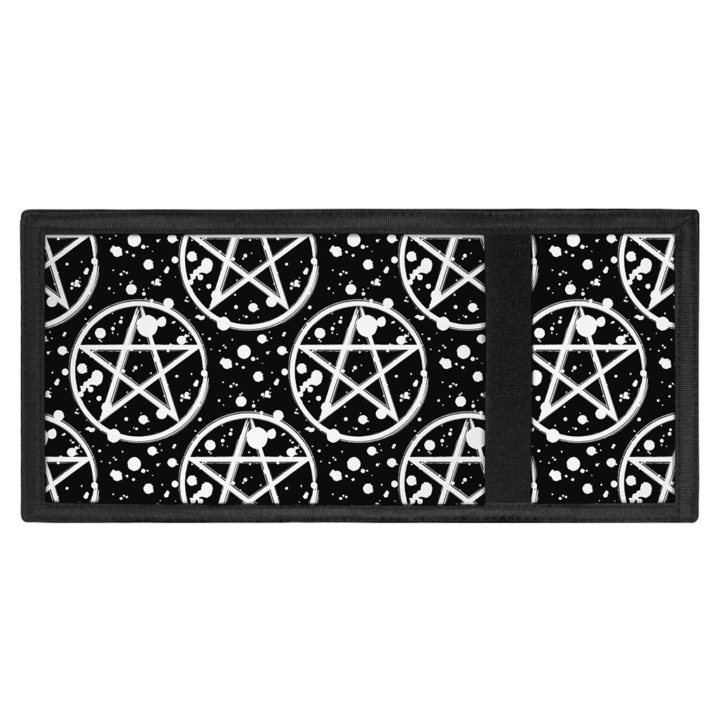 Black And White Wicca Pentagram Print Trifold Wallet