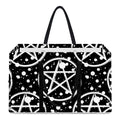 Black And White Wicca Pentagram Print Utility Tote Bag