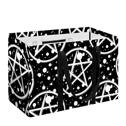 Black And White Wicca Pentagram Print Utility Tote Bag