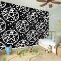 Black And White Wicca Pentagram Print Wall Sticker