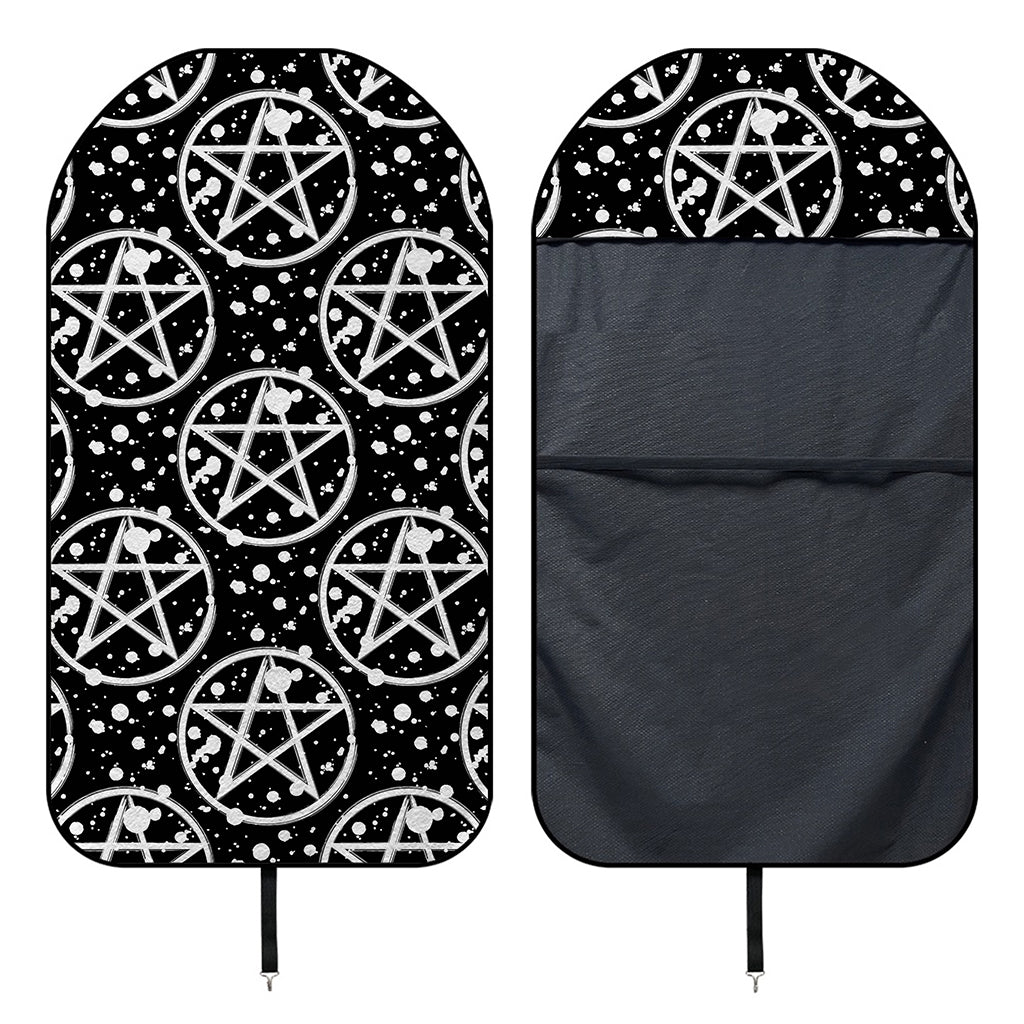 Black And White Wicca Pentagram Print Waterproof Car Seat Cover
