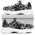 Black And White Wicca Pentagram Print White Chunky Shoes