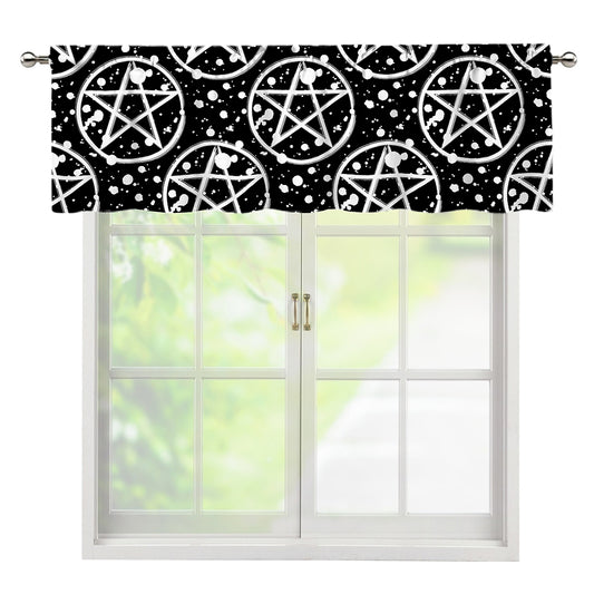 Black And White Wicca Pentagram Print Window Valance