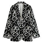 Black And White Wicca Pentagram Print Women's Blazer