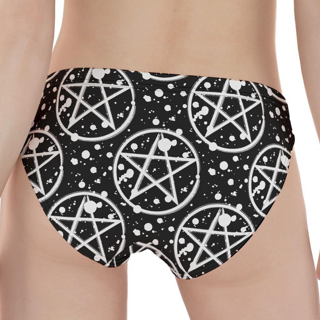 Black And White Wicca Pentagram Print Women's Panties