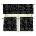 Black And White Wiccan Mystic Print 3 Piece Kitchen Curtains