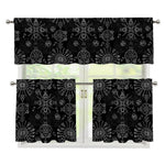 Black And White Wiccan Mystic Print 3 Piece Kitchen Curtains
