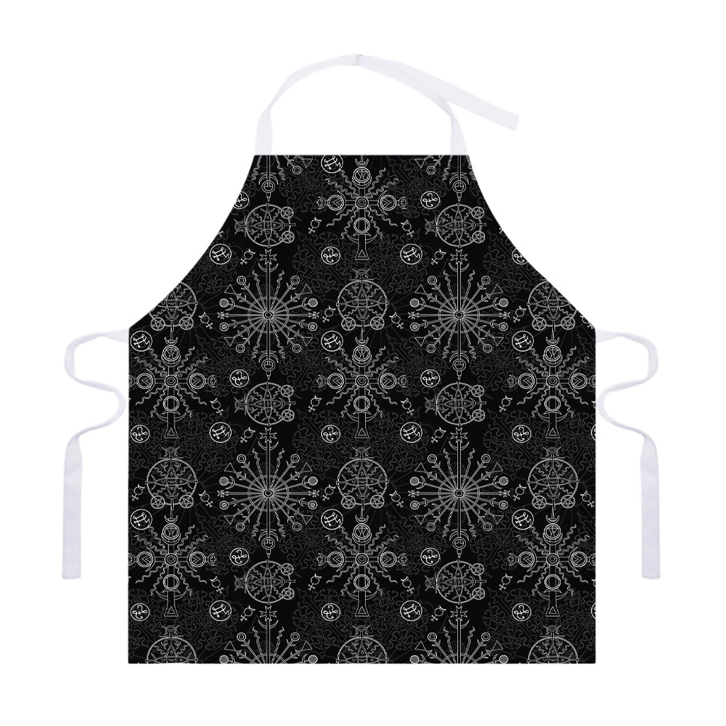 Black And White Wiccan Mystic Print Adjustable Apron