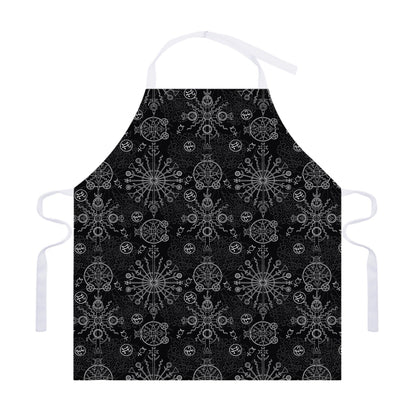 Black And White Wiccan Mystic Print Adjustable Apron