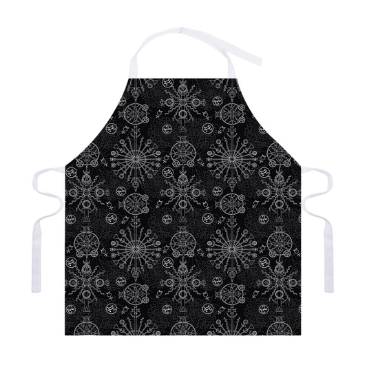 Black And White Wiccan Mystic Print Adjustable Apron