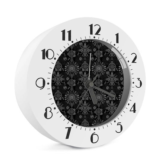 Black And White Wiccan Mystic Print Alarm Clock