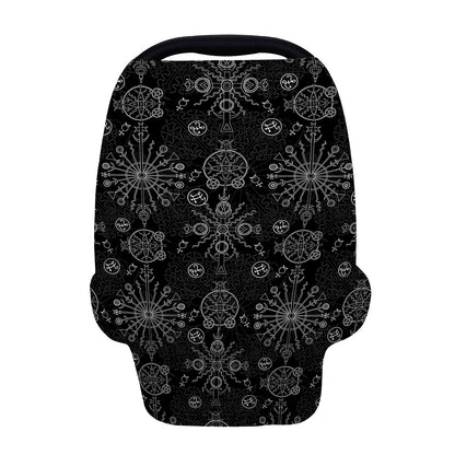 Black And White Wiccan Mystic Print Baby Seat Cover