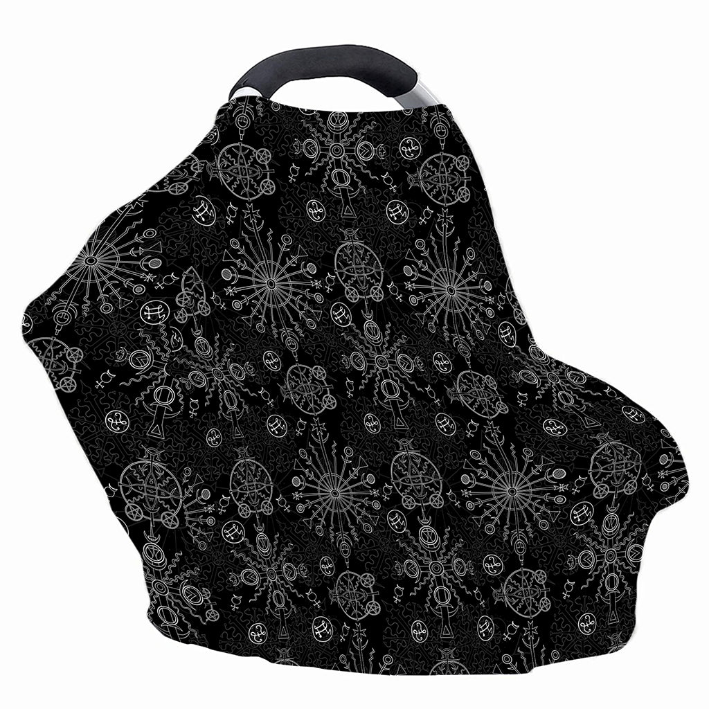 Black And White Wiccan Mystic Print Baby Seat Cover