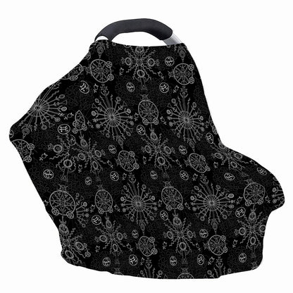 Black And White Wiccan Mystic Print Baby Seat Cover