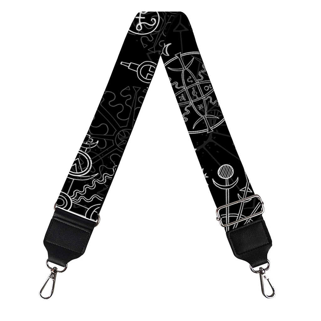 Black And White Wiccan Mystic Print Bag Strap