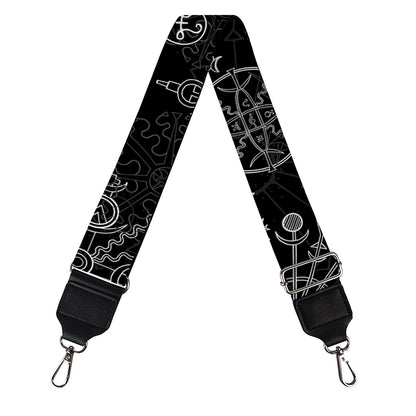 Black And White Wiccan Mystic Print Bag Strap