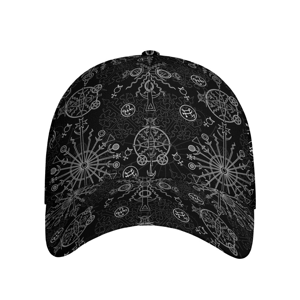 Black And White Wiccan Mystic Print Baseball Cap