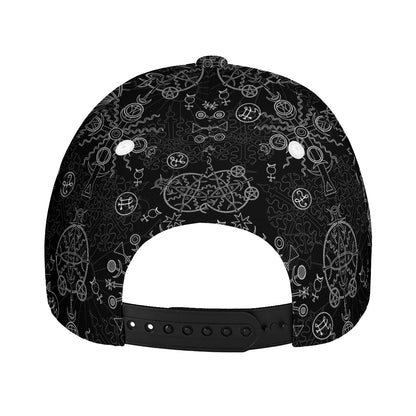 Black And White Wiccan Mystic Print Baseball Cap