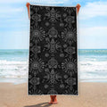 Black And White Wiccan Mystic Print Beach Towel