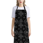 Black And White Wiccan Mystic Print Bib Apron With Pocket