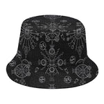 Black And White Wiccan Mystic Print Bucket Hat
