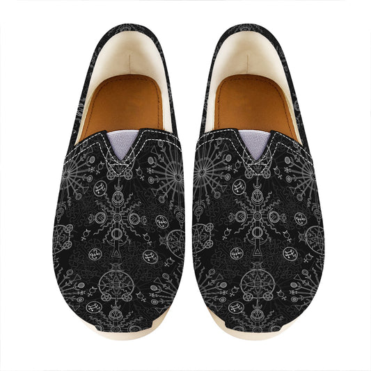 Black And White Wiccan Mystic Print Casual Shoes