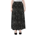 Black And White Wiccan Mystic Print Chiffon Maxi Skirt