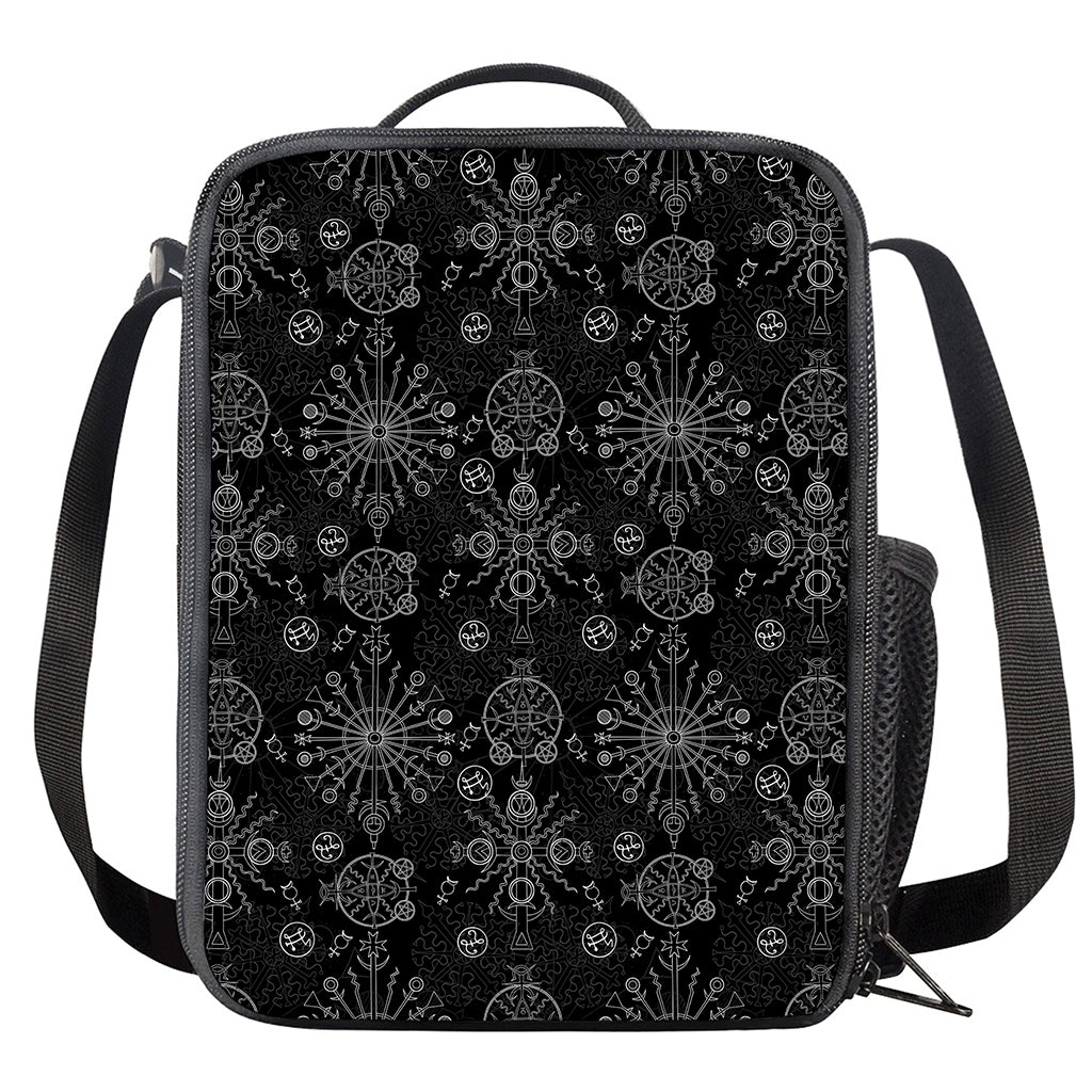 Black And White Wiccan Mystic Print Crossbody Lunch Bag