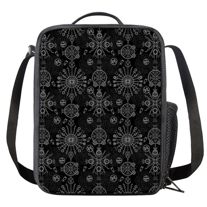 Black And White Wiccan Mystic Print Crossbody Lunch Bag