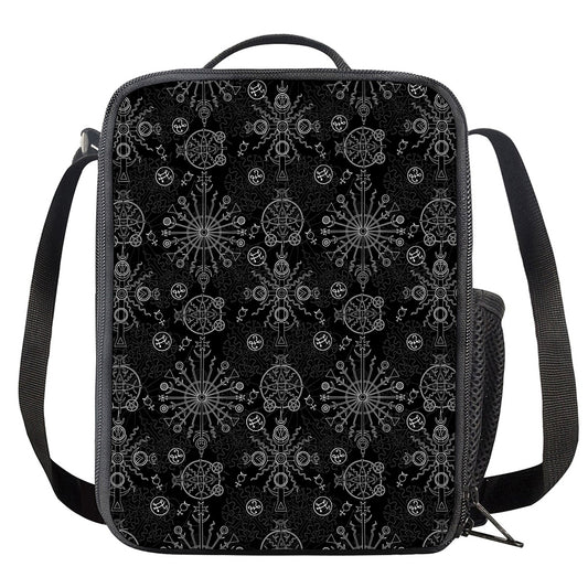 Black And White Wiccan Mystic Print Crossbody Lunch Bag
