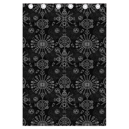 Black And White Wiccan Mystic Print Curtain