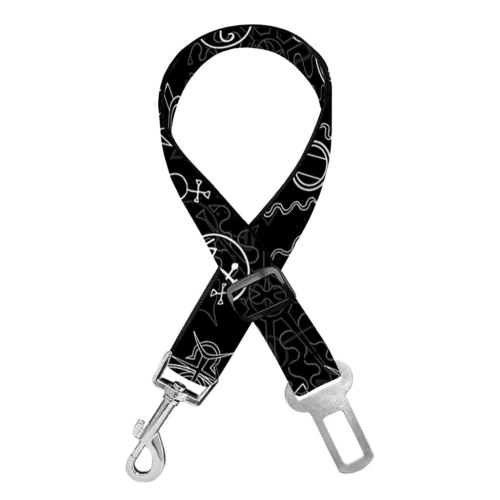 Black And White Wiccan Mystic Print Dog Seat Belt