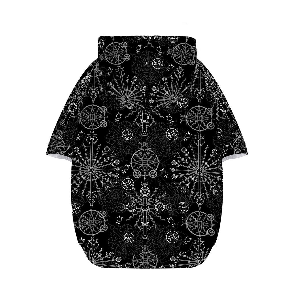Black And White Wiccan Mystic Print Dog Zip Up Hoodie