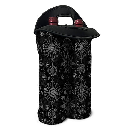 Black And White Wiccan Mystic Print Double Neoprene Wine Tote