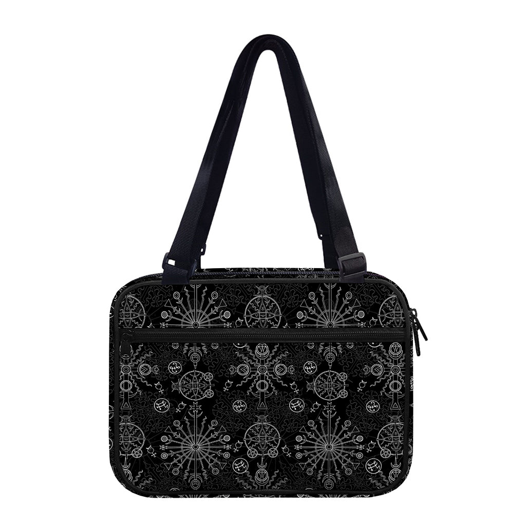 Black And White Wiccan Mystic Print Double Strap Bible Bag