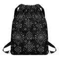 Black And White Wiccan Mystic Print Drawstring Backpack
