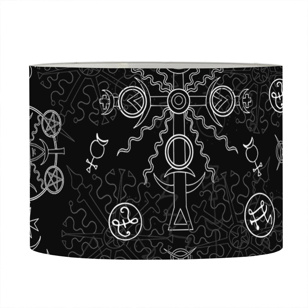 Black And White Wiccan Mystic Print Drum Lamp Shade