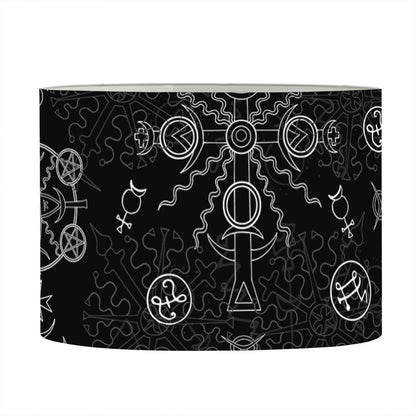 Black And White Wiccan Mystic Print Drum Lamp Shade