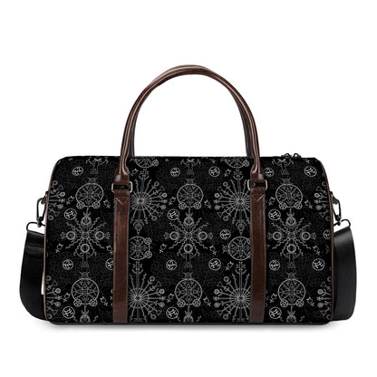 Black And White Wiccan Mystic Print Duffle Bag