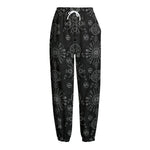 Black And White Wiccan Mystic Print Fleece Lined Knit Pants