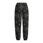 Black And White Wiccan Mystic Print Fleece Lined Knit Pants