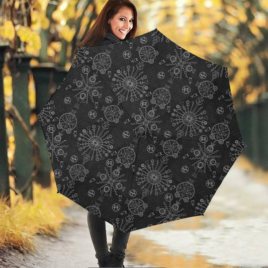 Black And White Wiccan Mystic Print Foldable Umbrella