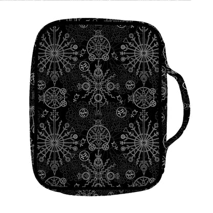 Black And White Wiccan Mystic Print Front Pocket Bible Bag