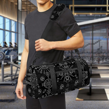Black And White Wiccan Mystic Print Gym Bag