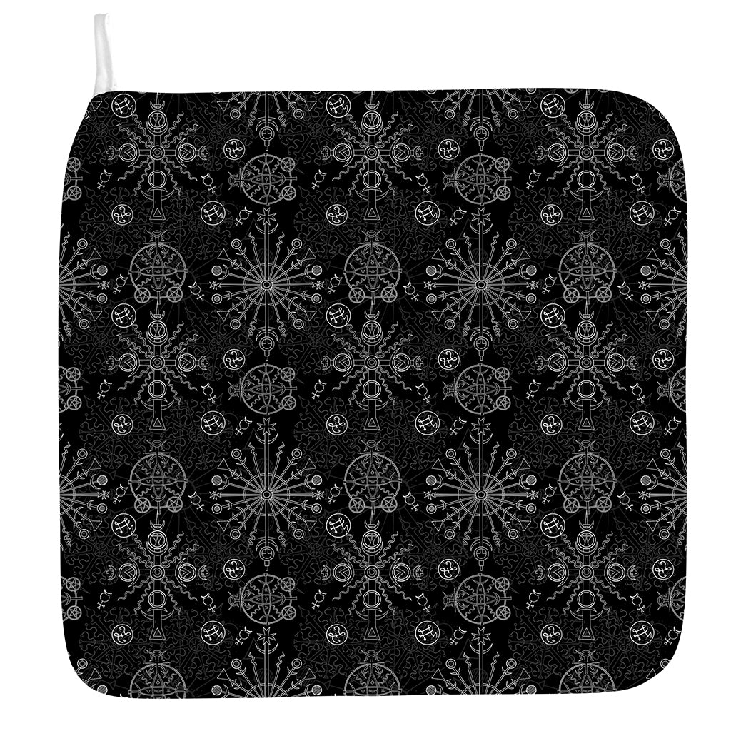 Black And White Wiccan Mystic Print Hand Towel